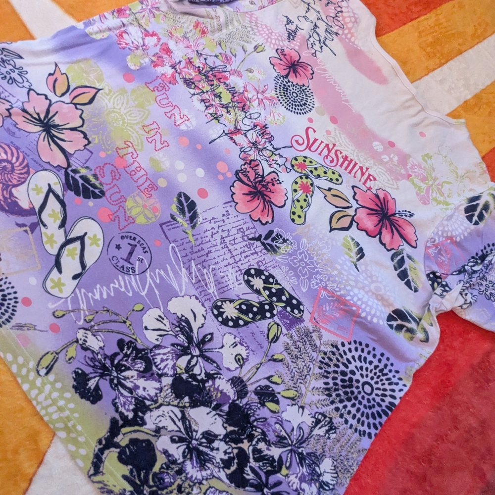 CJ Banks Women's 1X Fun In The Sun T-Shirt Jeweled Beach Summer